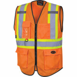 Hi-Viz Safety Vest, Zipper Orange Lrg