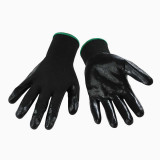 Glove Black Polyester Shell, Black Nitrile Palm Large