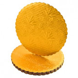 Round Scallop Gold Cake Board 10in .70