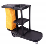 Janitor Cart w Zippered Bag - Black