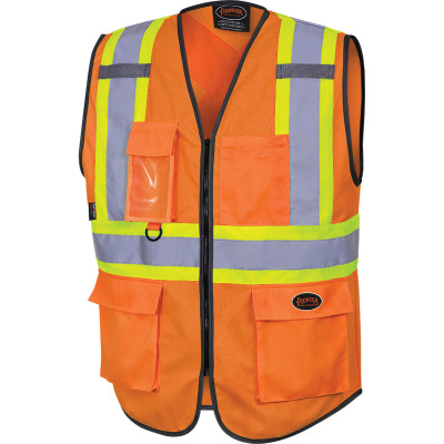 Hi-Viz Safety Vest, Zipper Orange Small