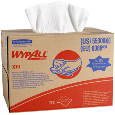 Wypall X70 White Wipers 200/bx