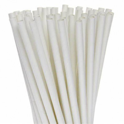 Straw 8" Paper Unwrapped White 8x250
